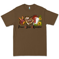 Cacao Peace Love Rooster With Sunflowers Premium Tee - LillyAllenDesigns