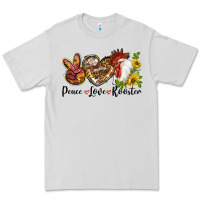 Dove Grey Peace Love Rooster With Sunflowers Premium Tee - LillyAllenDesigns
