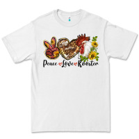 White Peace Love Rooster With Sunflowers Premium Tee - LillyAllenDesigns