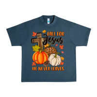 Midnight Navy fall for jesus he never leaves Urban Heavy Tee - MaliasSmallBusiness