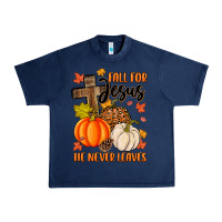 Navy fall for jesus he never leaves Urban Heavy Tee - MaliasSmallBusiness