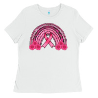 White breast cancer rainbow Ladies Tee - AdoDesignShop