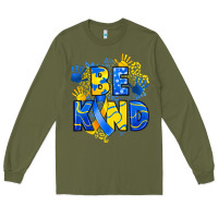 Army Green down syndrome be kind Long Sleeve Tee - Artiststas