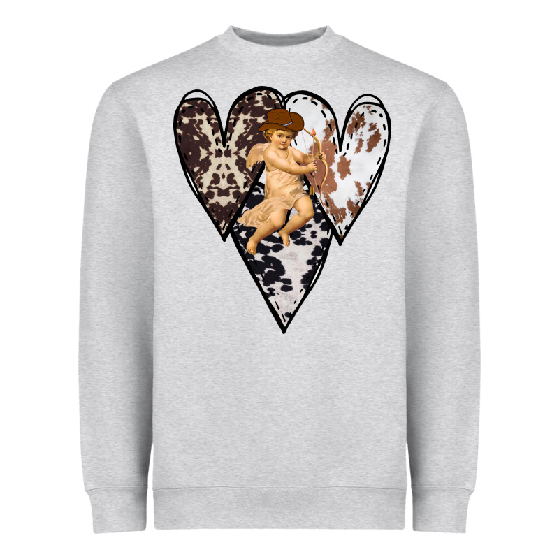 Country Cupid Valentine Cowhide Heart Heavyweight Sweatshirt by Bettercallsaul | Teevron