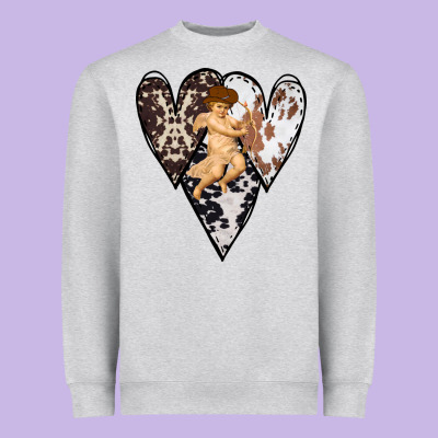 Country Cupid Valentine Cowhide Heart Heavyweight Sweatshirt Designed By Bettercallsaul