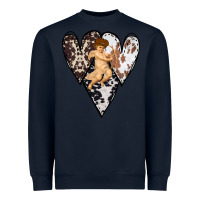 Navy Country Cupid Valentine Cowhide Heart Heavyweight Sweatshirt - Bettercallsaul
