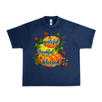 Navy grateful thankful blessed Urban Heavy Tee - MaliasSmallBusiness