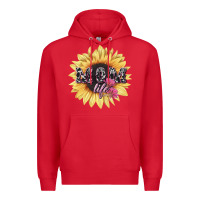 Red Mom life sunflower mother's day Premium Hoodie - HowdyJamesFarm