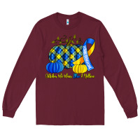 Burgundy october we wear blue and yellow with pumpkins Long Sleeve Tee - Artiststas