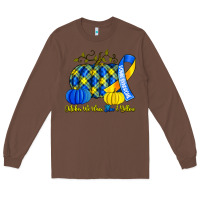 Chestnut october we wear blue and yellow with pumpkins Long Sleeve Tee - Artiststas