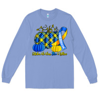 Colony Blue october we wear blue and yellow with pumpkins Long Sleeve Tee - Artiststas