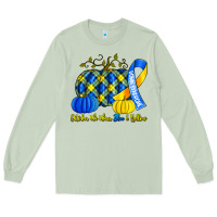 Matcha october we wear blue and yellow with pumpkins Long Sleeve Tee - Artiststas