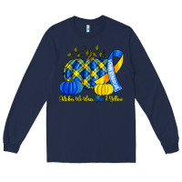 Navy october we wear blue and yellow with pumpkins Long Sleeve Tee - Artiststas