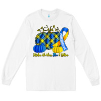 White october we wear blue and yellow with pumpkins Long Sleeve Tee - Artiststas