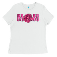 White breast cancer mom sunflower Ladies Tee - AdoDesignShop