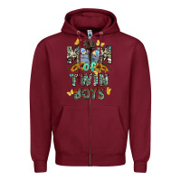 Burgundy mom of twin boys mother's day Zipper Hoodie - CowGirlArtShop