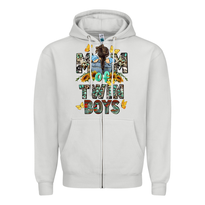 Mom Of Twin Boys Mother's Day Zipper Hoodie by CowGirlArtShop | Teevron