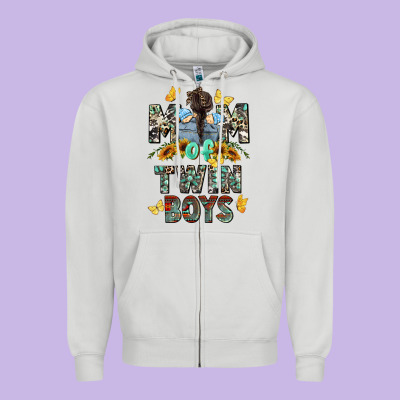 Mom Of Twin Boys Mother's Day Zipper Hoodie Designed By Cowgirlartshop