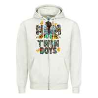 Oatmeal Heather mom of twin boys mother's day Zipper Hoodie - CowGirlArtShop