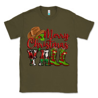 Army Green Merry Christmas Y'all Cowboy Classic Tee - MaliasSmallBusiness