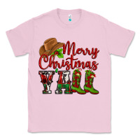 Bubblegum Pink Merry Christmas Y'all Cowboy Classic Tee - MaliasSmallBusiness