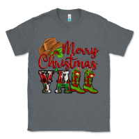 Charcoal Heather Merry Christmas Y'all Cowboy Classic Tee - MaliasSmallBusiness