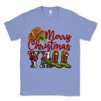 Colony Blue Merry Christmas Y'all Cowboy Classic Tee - MaliasSmallBusiness