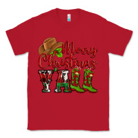 Red Merry Christmas Y'all Cowboy Classic Tee - MaliasSmallBusiness