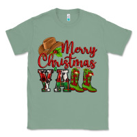 Sage Merry Christmas Y'all Cowboy Classic Tee - MaliasSmallBusiness