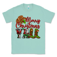 Seafoam Merry Christmas Y'all Cowboy Classic Tee - MaliasSmallBusiness