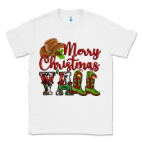 White Merry Christmas Y'all Cowboy Classic Tee - MaliasSmallBusiness