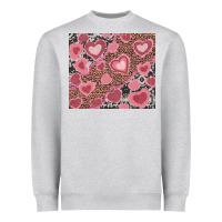 Heather Grey valentine's day hearts with leopard and cowhide Heavyweight Sweatshirt - RanaPortraitStore