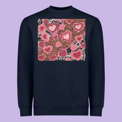 Valentine's Day Hearts With Leopard And Cowhide Heavyweight Sweatshirt Designed By Ranaportraitstore