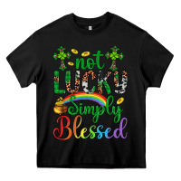 Black Western St. Patrick's Day Cross Not Lucky Simply Blessed Heavy Core Tee - Artiststas