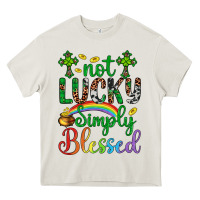 Cream Western St. Patrick's Day Cross Not Lucky Simply Blessed Heavy Core Tee - Artiststas