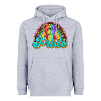 Heather Grey pride rainbow Heavyweight Hoodie - OliviaCreatesArt
