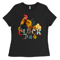 Black cluck it coop animals hen and chick aztec serape leopard Ladies Tee - Artiststas