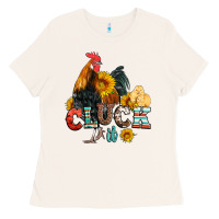 Bone cluck it coop animals hen and chick aztec serape leopard Ladies Tee - Artiststas