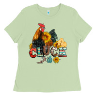 Matcha cluck it coop animals hen and chick aztec serape leopard Ladies Tee - Artiststas