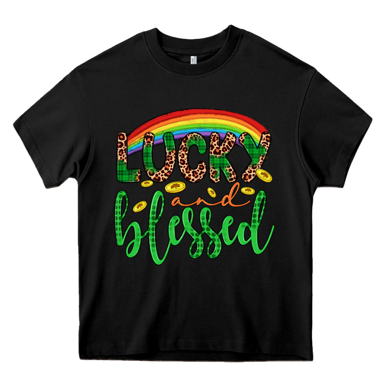 Western St. Patrick's Rainbow Lucky And Blessed Heavy Core Tee by Artiststas | Teevron