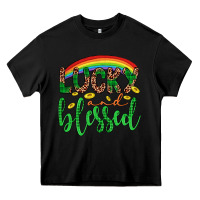 Black Western St. Patrick's Rainbow Lucky And Blessed Heavy Core Tee - Artiststas