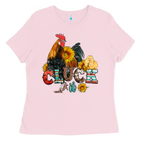 Bubblegum Pink cluck it coop animals hen and chick aztec serape leopard Ladies Tee - Artiststas