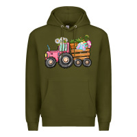 Army Green Easter bunny tractor Premium Hoodie - CowGirlArtShop