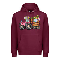 Burgundy Easter bunny tractor Premium Hoodie - CowGirlArtShop