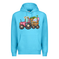 Ocean Blue Easter bunny tractor Premium Hoodie - CowGirlArtShop