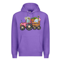Purple Easter bunny tractor Premium Hoodie - CowGirlArtShop