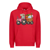Red Easter bunny tractor Premium Hoodie - CowGirlArtShop