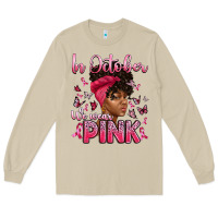 Mushroom in october we wear pink with afro woman Long Sleeve Tee - Artiststas