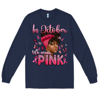 Navy in october we wear pink with afro woman Long Sleeve Tee - Artiststas