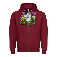 Burgundy spooky spooky spooky Zipper Hoodie - CowGirlArtShop